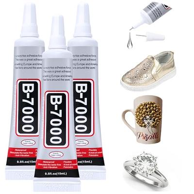 B7000 Glue with Rhinestone Applicator Kit, Clear B-7000 Glue with Precision  Tip Art Dotting Stylus Pens Super Glue Adhesive for Phones Repair Jewelry  Bead Nail Crafts DIY (4 PCS, 15 ML/ 0.5