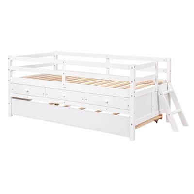 Harper & Bright Designs White Twin Size Wooden House Bed with