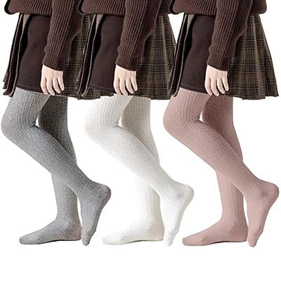 Girls Tights Toddler Cable Knit Leggings Stockings 3 pack Cotton