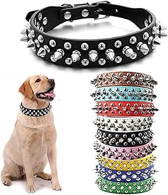 Dog Collar for Small Medium Large Dogs Pet Collars Girl Boy, PU Stamping  Leather Plaid Dogs Collar Adjustable Chihuahua Teacup Yorkie Puppy Collar