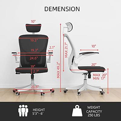 Monhey Ergonomic Office Chair with Lumbar Support & Headrest & Flip-up Arms  Height Adjustable Rocking Home Office Desk Swivel High Back Computer Chair