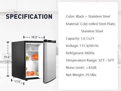 E-Macht 2.6 Cu.Ft. Mini Fridge with Freezer, Single Door Compact  Refrigerator,Removable Glass Shelves, Reversible Door, Small Refrigerator  for