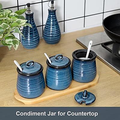 Kitchen Seasoning Dispenser Ceramic Spice Holder Salt Jar Pepper