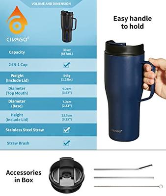 CIVAGO 20oz Tumbler with Lid and Straw, Stainless Steel Vacuum