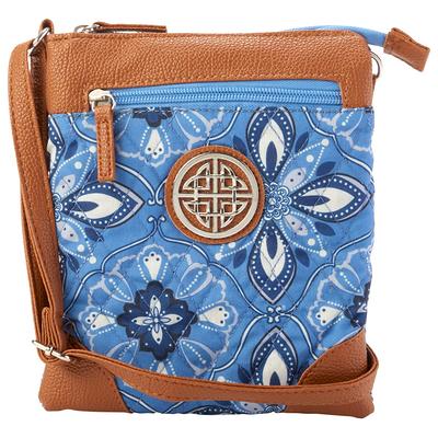 Stone Mountain: Green Blue Quilted Crossbody Bag | Silkroll