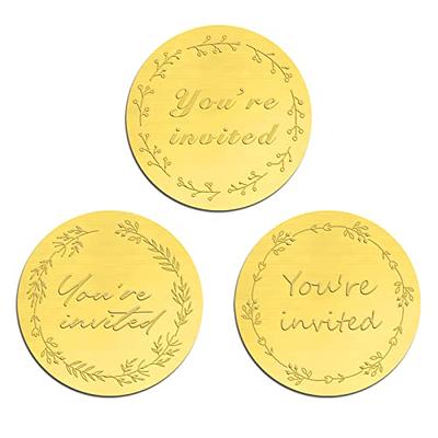 200PCS You're Invited Round Embossed Foil Seals Stickers for Wedding  Invitations Envelopes Present Decoration (Gold)