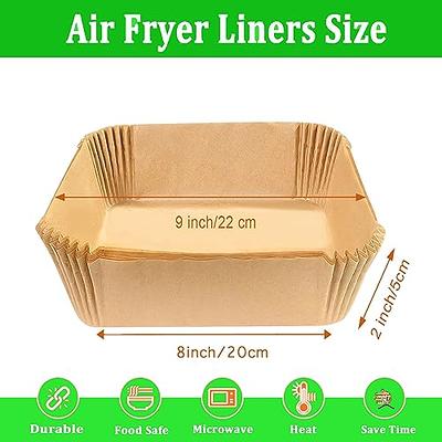 Air Fryer Disposable Paper Liners - 125Pcs 8In Square Parchment Paper  Non-Stick Airfryer Basket Liners for Steamer Microwave Oven