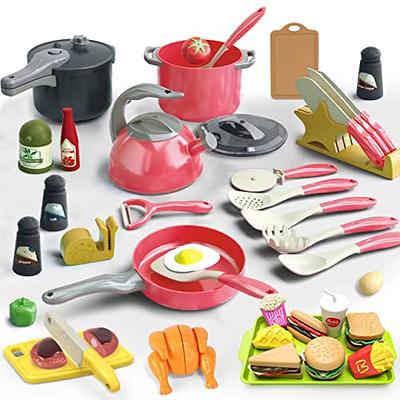 Kids Gift Kids Kitchen Toy Cookware With Play Food Toy Set Kitchen Play  Accessories Pink