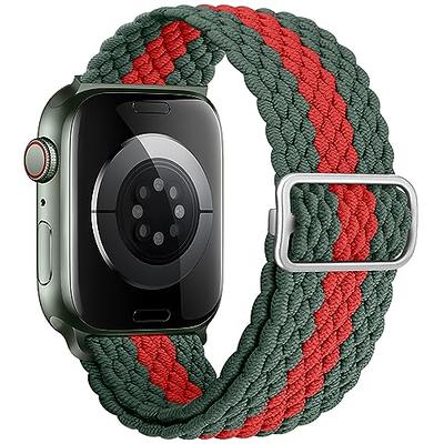 Qimela Stretchy Solo Loop Compatible with Apple Watch Band 49mm 45mm 44mm  42mm 41mm 40m 38mm for Women Men,Sport Elastic Breathable Nylon Braided