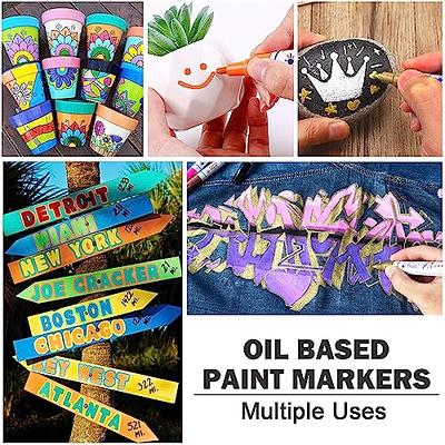 Emooqi Paint Pens, Paint Markers 20 Pack Oil-Based Painting Pen Set for  Rocks Painting Wood Plastic Canvas Glass Mugs DIY Craft