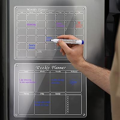 2 Pack Acrylic Magnetic Dry Erase Board for Fridge, Magnetic Calendar  Whiteboard for Refrigerator with 4 Markers 1 Eraser, Menu Board Weekly  Monthly, Meal Planner, Clear Planning Notepad - Yahoo Shopping