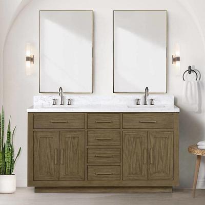 Lexora Fossa 84 in W x 22 in D Grey Oak Double Bath Vanity