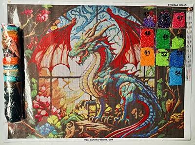 5D DIY FULL Round Drill Diamond Painting Dragon Stained Glass Home