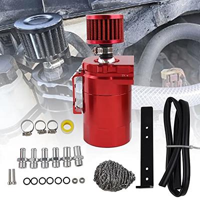 Aluminum Oil Catch Can,Baffled Oil Catch Can Kit,300ml Oil Reservoir  Tank,Oil Separator Catch Can with Hose Kit,Universal Oil Catch Can Tank  Polish