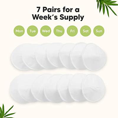 Organic Bamboo Viscose Nursing Breast Pads - 14 Washable Breastfeeding  Pads, Wash Bag, Reusable Breast Pads for Breastfeeding (Pastel Touch, L  4.8)