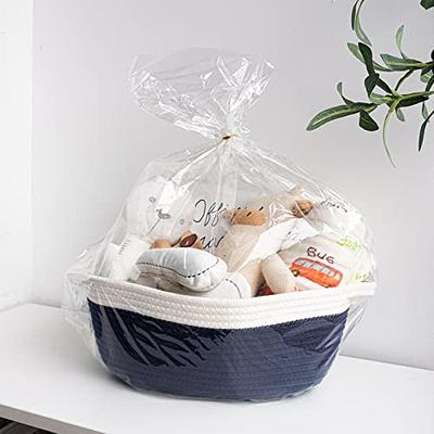 4 Pack White Plastic Baskets with Gray Handles, Narrow Storage