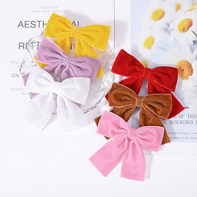 2PCS White Velvet Bows Girls Hair Clip Ribbon Accessories for Baby Toddlers  Teens Kids 