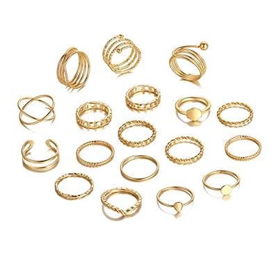  Honsny 14K Gold Rings Stacking Rings for Women Stackable Silver  Rings for Teen Girls Thin Rose Gold Band Ring Set Simple Midi Thumb Finger