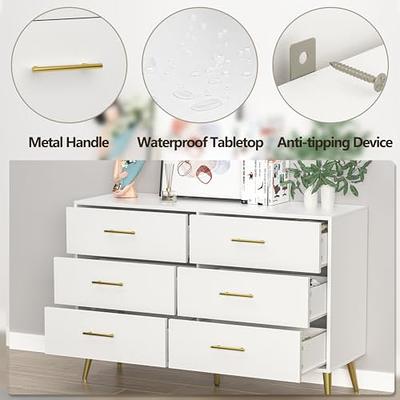 SEJOV White Dresser for Bedroom with 6 Deep Drawers, Modern Wood