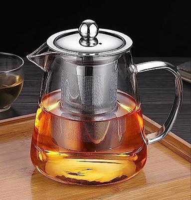 Glass Teapot with Removable Infuser Stovetop Safe Tea Kettle Heat Resistant