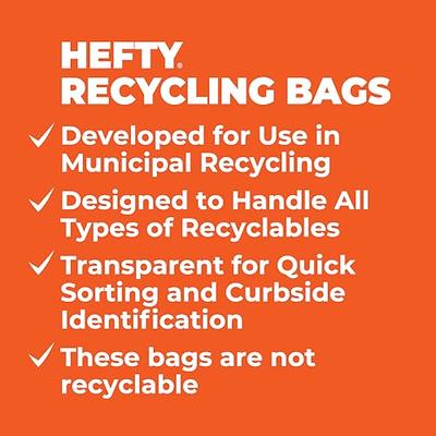 Hefty Recycling Trash Bags, Clear, 13 Gallon, 60 Count