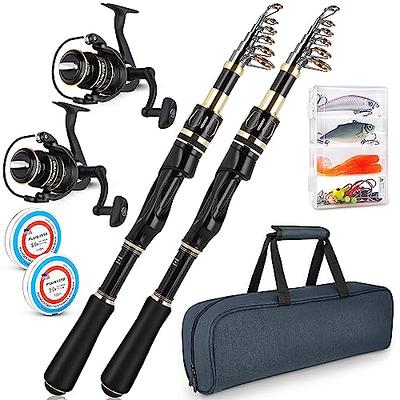 Sougayilang FIshing Rod Combos Carbon Fiber Travel Spinning Fishing Rod and  Fishing Reel Combos Portable Telescopic Fishing Pole Spinning Reels for  Travel Saltwater Freshwater Fishing