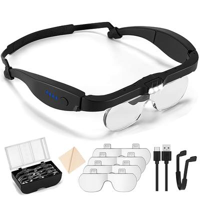 Head Magnifier Glasses LED Lights USB Charging Magnifying