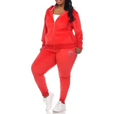 Cheibear Womens Velvet Sleepwear Tracksuits With Pockets V-neck