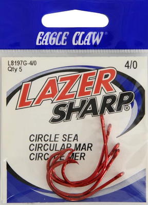 Eagle Claw L2004G-9/0 Lazer Sharp Circle Sea Fishing Hook Size 9/0