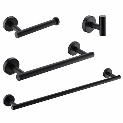 Acehoom 4-Piece Bath Hardware Set with 17 in. Towel Bar Towel Ring Toilet Paper Holder and Towel Hook in Matte Black