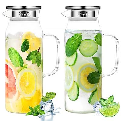 2 Pcs Glass Pitcher Water Pitcher with Lid Hot Cold Water Pitcher Bedside  Water Carafe with Handle Heat Resistant Borosilicate Glass Jug for Fridge  Beverage Carafe (54 oz,Stainless Steel) - Yahoo Shopping
