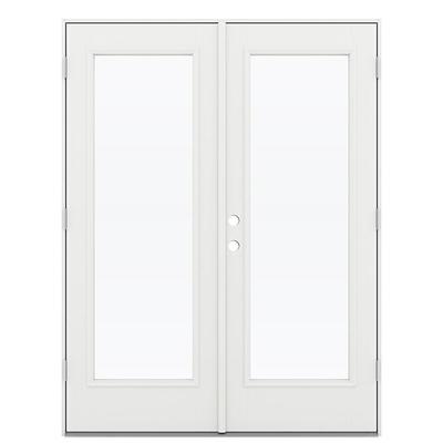 JELD-WEN 72-in x 80-in Low-e External Grilles Primed Steel French  Right-Hand Outswing Double Patio Door