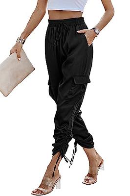  Belt Loops,Petite Womens Straight Leg Yoga Dress Pant Work  Pants Commute Office Slacks,27,White,Size XL