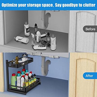 MOSTWOGO Sliding Under Sink Organizers and Storage, 2-Tier Carbon