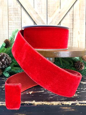 Woven Luster Wired Christmas Ribbon, Red, 1-1/2-Inch, 10-Yard