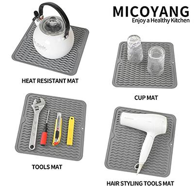  MicoYang Silicone Dish Drying Mat for Multiple Usage,Easy  clean,Eco-friendly,Heat-resistant Silicone Mat for Kitchen Counter or  Sink,Refrigerator or drawer liner Black L 16 inches x 12 inches: Home &  Kitchen
