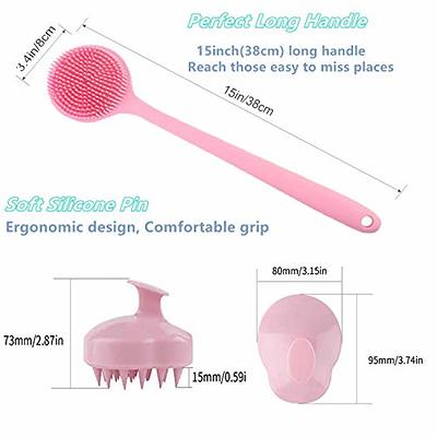 Shower Brush Silicone Bath Body Brush - Back Scrubber With Long