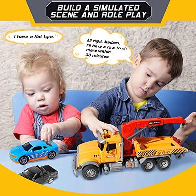 15 Tow Truck Toy with Hooks and Car for Kids Boys Girls Friction Powered  Truck Toy with Sound and Lights