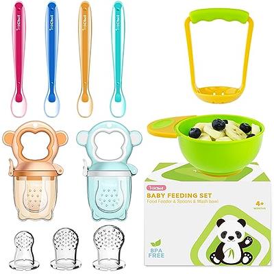 Baby Fruit Feeder Pacifier (2 Pcs) with 6 Silicone Pacifiers Mash and Serve  Bowl (2pack) with 6 Baby Spoons Pacifier Clip Baby Finger Toothbrush