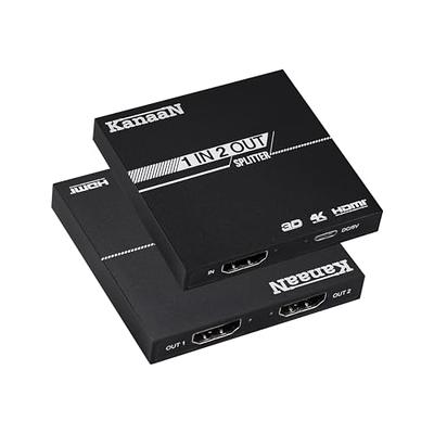 HDMI Splitter 1 in 2 Out, 4K HDMI Splitter for Dual Monitors  Duplicate，Support1080P/4k30/60 /3D，PC,PS4,X-Box, Blu-Ray, 