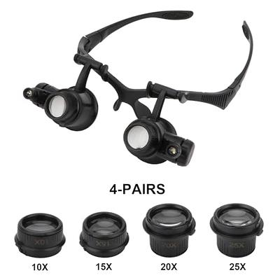 Hands Free Headband Magnifying Glasses Magnifier with Light Jewelers Glasses  Eye Loupe with 2 LED Lights 8 Replaceable Lens for Diamond Art Accessories  Repair (10X 15X 20X 25X) - Yahoo Shopping