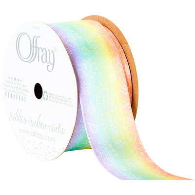 Offray 5/8 x 9' Rainbow Woven Stripes Grosgrain Ribbon