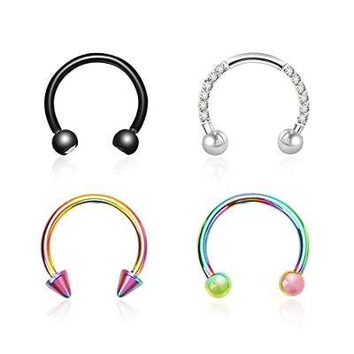 Ruifan 8PCS Surgical Steel CBR Nose Septum Horseshoe Earring