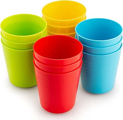 Set of 12 - Kids Cups - 15 oz Kid Cups - Kids Reusable Plastic Cups -  Microwave Dishwasher Safe Kids Plastic Cups - BPA Free Cups for Kids- 4  Vibrant