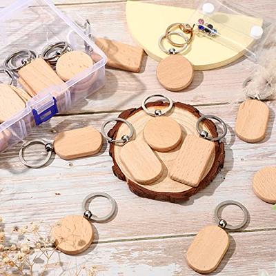 20 Pcs Blank Wood Keychian to Paint, Blank Wood Keychains for Crafts, Oval  Wooden Key Tags for Engraving, Blank Keychains, Unfinished Wood Blanks