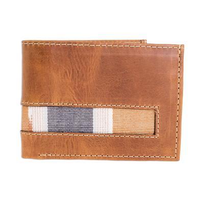 The Monogram Jacquard Trifold Wallet in Beige Multi