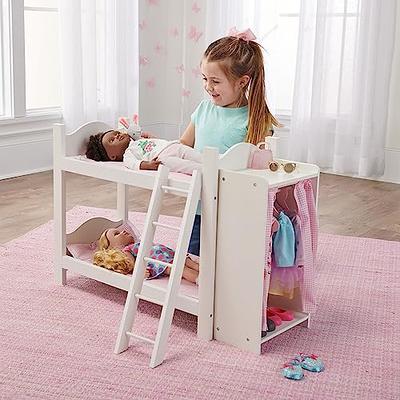 Badger Basket Toy Doll Bunk Bed with Clothing Armoire and Hangers