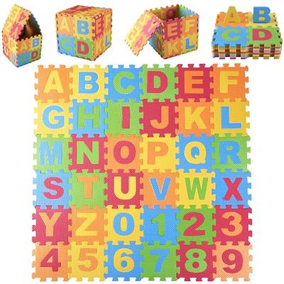 Babyjoy Kids Foam Interlocking Puzzle Play Mat w/Alphabet & Numbers 72-Piece Set