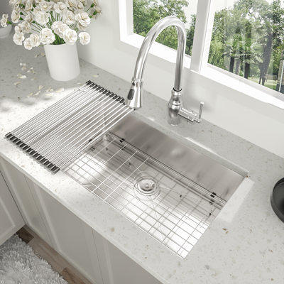 29 L x 18 W Kitchen Sink with Faucet and Basket Strainer - Yahoo