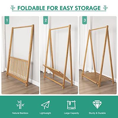 Jotsport Small Clothes Rack Kids Dress Up Storage for Playroom, Toddlers  Bedroom, Bamboo Child Garment Rack with Storage Shelf, Kids Clothing Rack